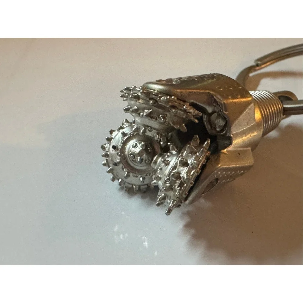 Silver Tricone Drill Bit Keychain Oil Gas‎ Mining Industrial Novelty Accessory